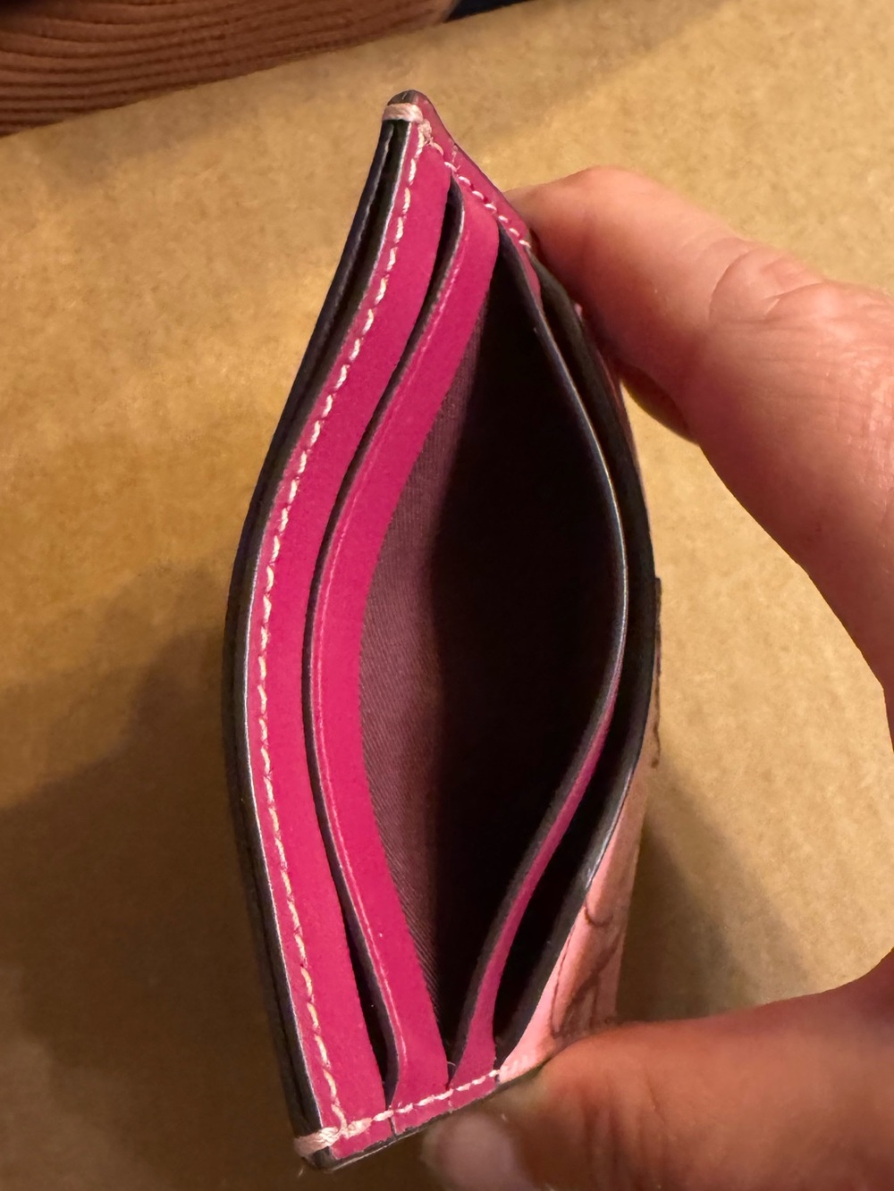 Coach Pink Cherry Leather Card Holder with Magenta Accents - Picture 5 of 8
